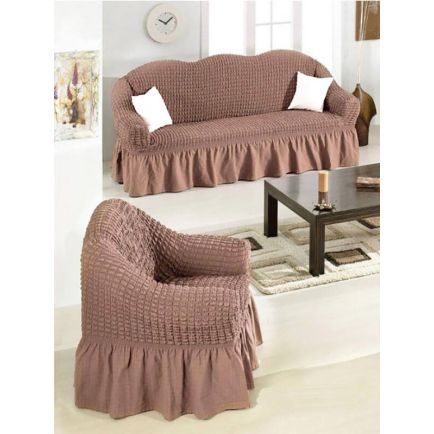 Κάλυμμα σαλονιού Γκοφρέ Mocha (σετ 3 τεμαχίων) Sunshine