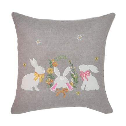 Μαξιλαροθήκη Πασχαλινή (45x45) Με Κέντημα 0346 Γκρι Ilis Home