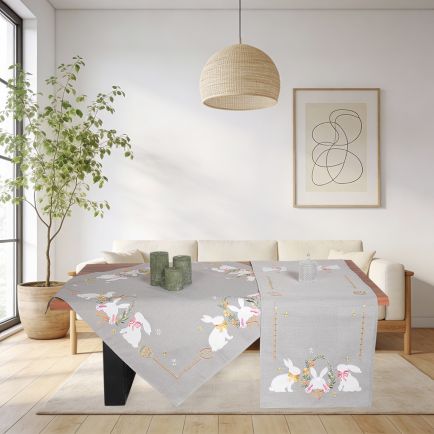 Τραβέρσα Πασχαλινή (40x170) Με Κέντημα 0346 Γκρι Ilis Home