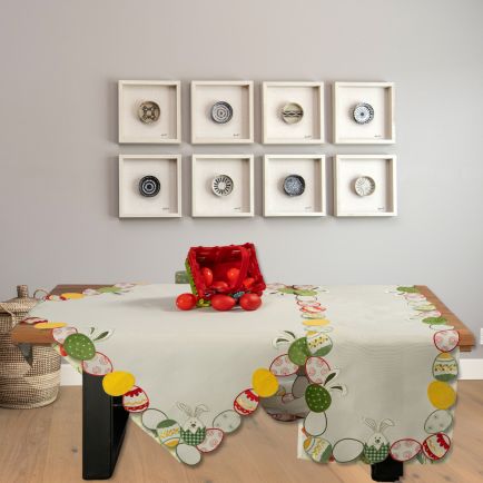 Τραπεζομάντηλο Κεντητό Πασχαλινό 0375 Λευκό Ilis Home