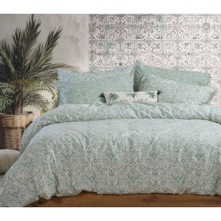 Σετ Σεντόνια King Size Με Λάστιχο (180x200+35) Jetrix Green Nef-Nef