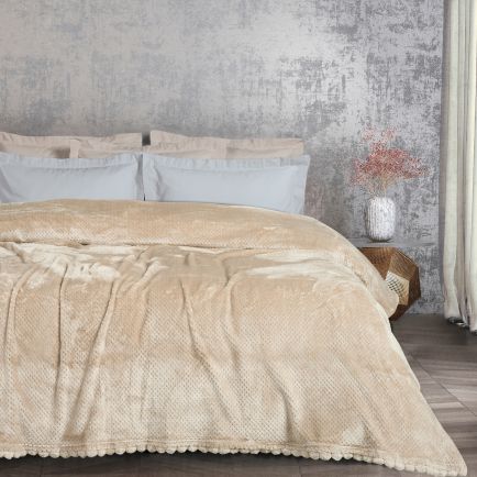 DAS HOME ΚΟΥΒΕΡΤΑ FLEECE 160Χ220 1187 BEIGE