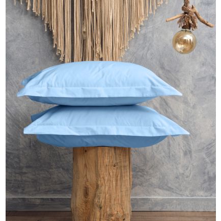 Μαξιλαροθήκες Βαμβακερές 200TC Μονόχρωμες (50x70+5 Oxford) Melody Cokitex - Blue