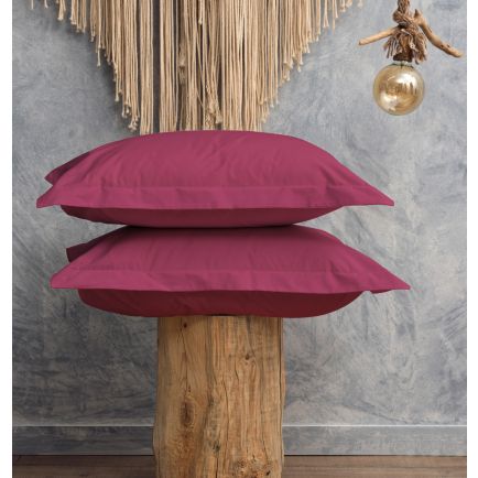 Μαξιλαροθήκες Βαμβακερές 200TC Μονόχρωμες (50x70+5 Oxford) Melody Cokitex - Plum