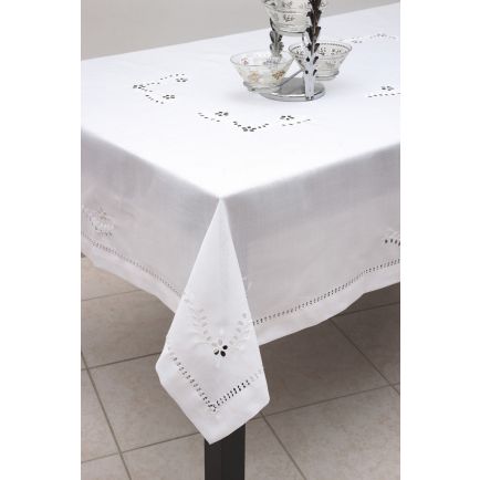 Τραπεζομάντηλο Τύπου Λινό με Κοφτό Κέντημα 80338 Ilis Home