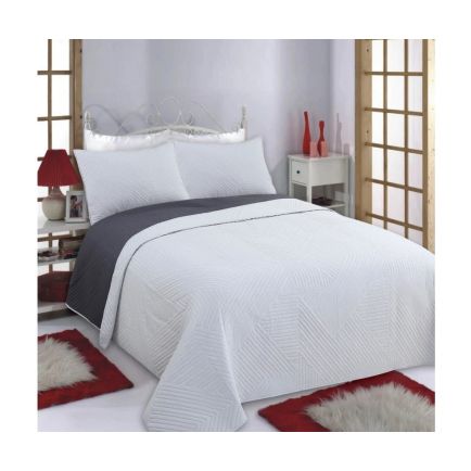 Κουβερλί Σετ Με Μαξιλαροθήκες Grey/Anthracite Lines Silk Fashion