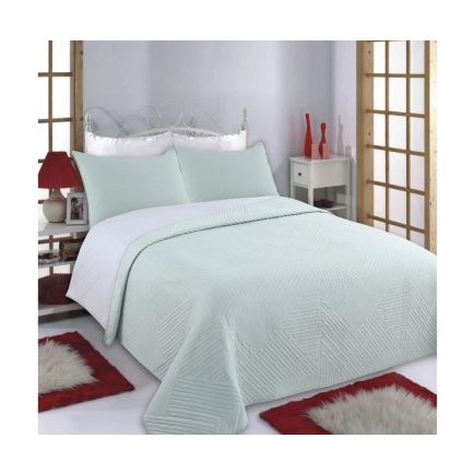 Κουβερλί Σετ Με Μαξιλαροθήκες Mint/Grey Lines Silk Fashion