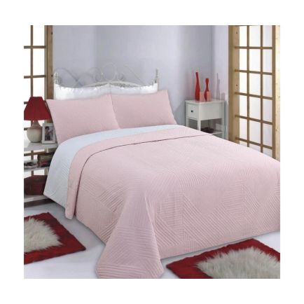 Κουβερλί Σετ Με Μαξιλαροθήκες Pink/Grey Lines Silk Fashion