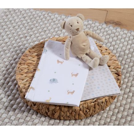 Σετ Σεντόνια Λίκνου (70x120) Jungle In Motion Ecru Nef-Nef