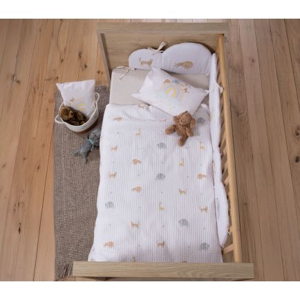 Κουβέρτα Πικέ Βρεφική Αγκαλιάς (80x110) Jungle In Motion Ecru Nef-Nef