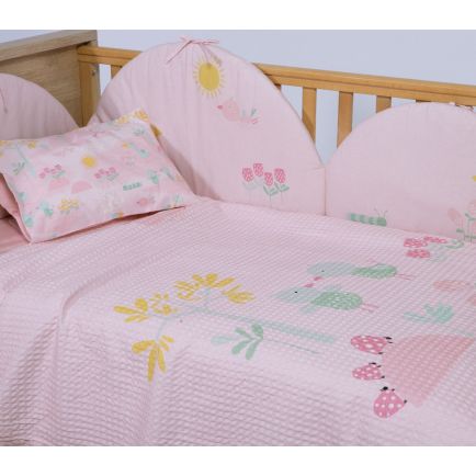 Κουβέρτα Πικέ Βρεφική Κούνιας (110x150) Spring Happiness Pink Nef-Nef