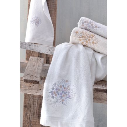 Σετ Πετσέτες Τριών Τεμαχίων (30Χ50, 50Χ90, 80Χ150) Amantine Λευκό Ρυθμός