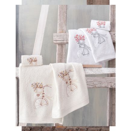 Σετ Πετσέτες Τριών Τεμαχίων (30Χ50, 50Χ90, 80Χ150) Ava Εκρού Ρυθμός