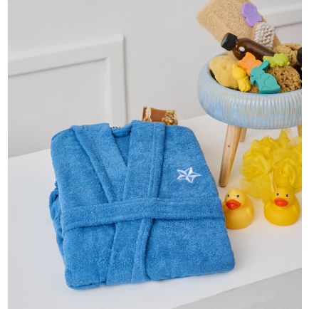 Μπουρνούζι Παιδικό Beauty Line Με Κουκούλα Blue Cokitex