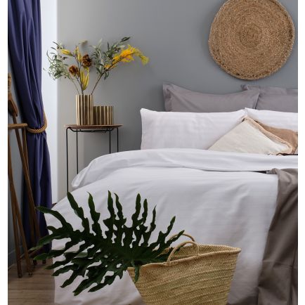 Μαξιλαροθήκη Ξενοδοχείου Λευκή 50x70 Sense Cotton Satin Ρίγα 2 cm 240TC Cokitex