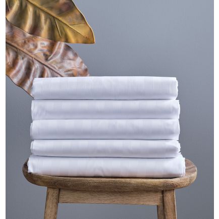 Σεντόνι Ξενοδοχείου Λευκό Cozy CVC Satin Ρίγα 2 cm 220TC Cokitex