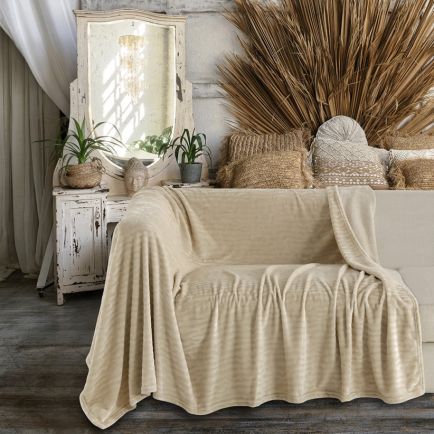 Ριχτάρι Καναπέ Διθέσιου (170x250) Fleece Enzo Beige Melinen