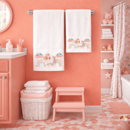 Πετσέτες Παιδικές Βαμβακερές Σετ 2 Τεμαχίων (30x50 + 70x140) Unicorn Fly Astron Italy