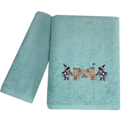 Παιδικές Πετσέτες Με Κέντημα Σετ 2 Τεμαχίων (40×60, 70×130) Knight & Dragon Άστρον