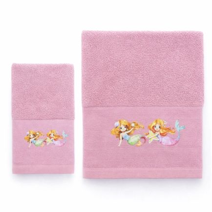 Πετσέτες Παιδικές Βαμβακερές Σετ 2 Τεμαχίων (30x50 + 70x140) Mermaids Astron Italy