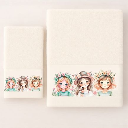Πετσέτες Παιδικές Βαμβακερές Σετ 2 Τεμαχίων (30x50 + 70x140) Spring Girls Astron Italy
