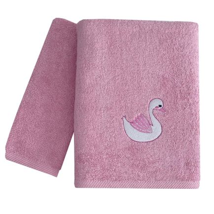 Παιδικές Πετσέτες Με Κέντημα Σετ 2 Τεμαχίων (40×60, 70×130) Swan Άστρον
