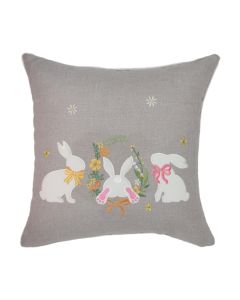 Μαξιλαροθήκη Πασχαλινή (45x45) Με Κέντημα 0346 Γκρι Ilis Home