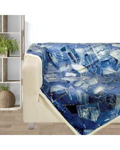 DAS HOME ΚΟΥΒΕΡΤΑ FLEECE PRINT ΣΧ.370 130X160 ΜΠΛΕ