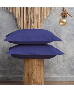 Μαξιλαροθήκες Βαμβακερές 200TC Μονόχρωμες (50x70+5 Oxford) Melody Cokitex - Blue Night