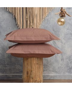 Μαξιλαροθήκες Βαμβακερές 200TC Μονόχρωμες (50x70+5 Oxford) Melody Cokitex - Coffee