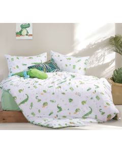 Σετ Σεντόνια Παιδικά Μονά (170x260) Cute Reptiles White/Green Nef-Nef