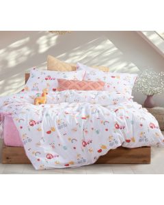 Σετ Σεντόνια Παιδικά Μονά (170x260) Happy Today White/Pink Nef-Nef